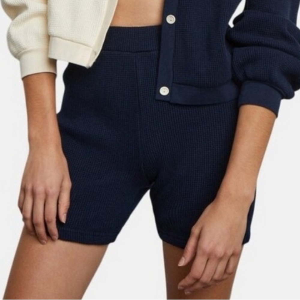 ONIA Waffle Knit Pull On Biker Shorts in Navy sz Small